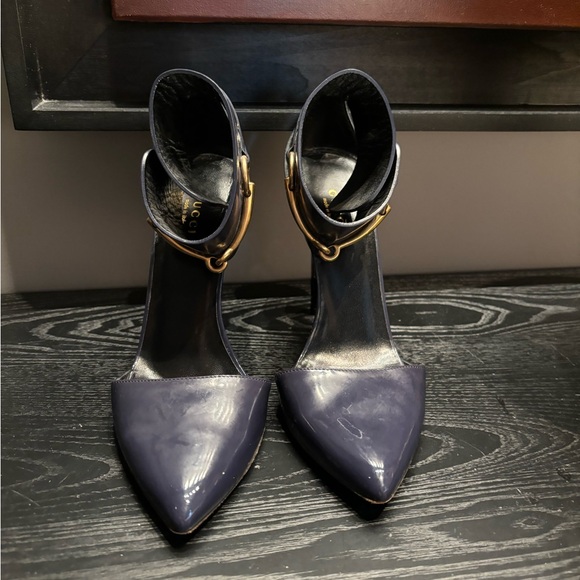 Gucci Leather Ankle Cuff "Ursula" Sandal navy - Picture 2 of 8